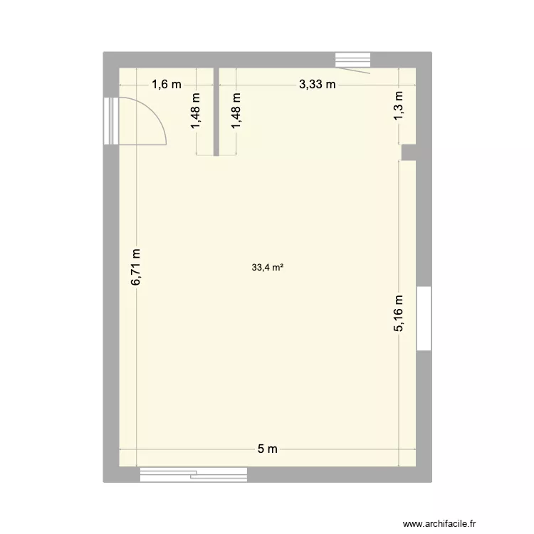 CuisinePR. Plan de 1  et 33 m²