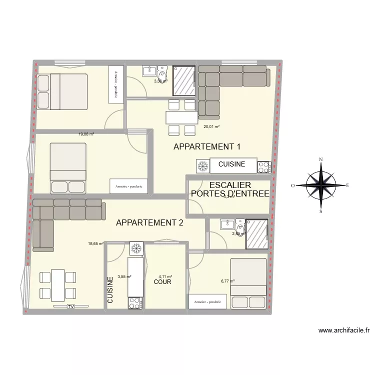 Massira ETAGE. Plan de 9 Pièces et 83 m² Massira ETAGE. Plan de 9 Pièces et 83 m²