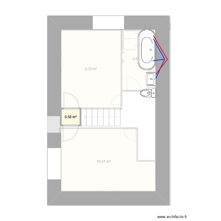 Bidarray plan plomberie. Plan de 6 pièces et 62 m2