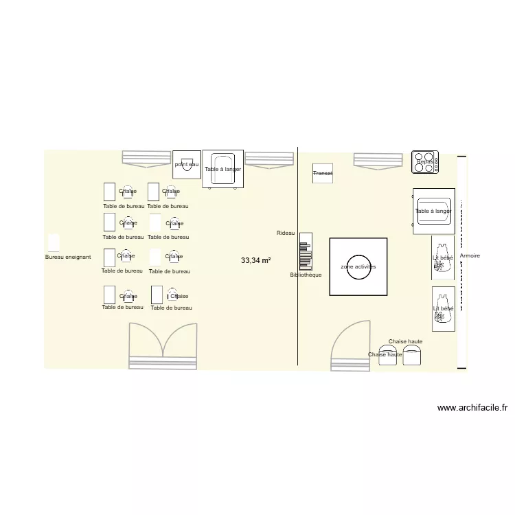AIEPE. Plan de 1  et 33 m²