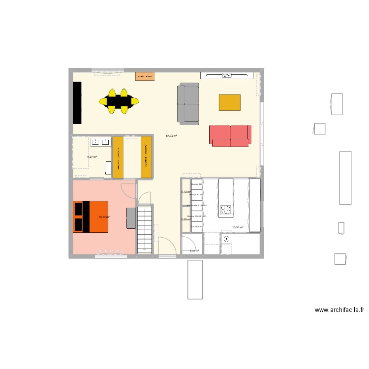 colonieu rdc ok. Plan de 7 pièces et 107 m2
