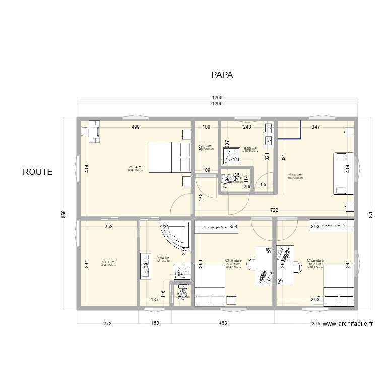 T5 RDC/R+1. Plan de 17 pièces et 198 m2