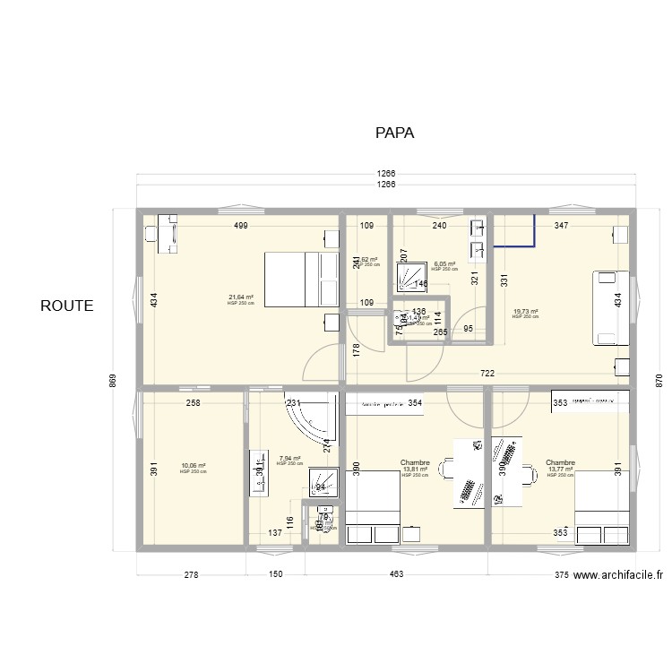 T5 RDC/R+1. Plan de 17 pièces et 184 m2