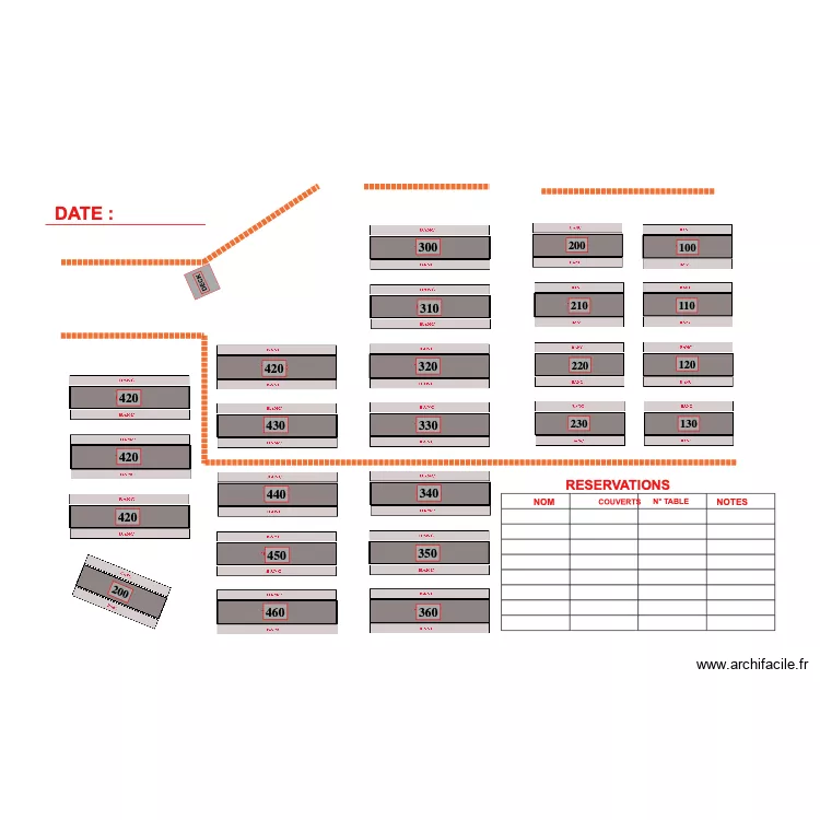 salle resto. Plan de salle resto. Plan de