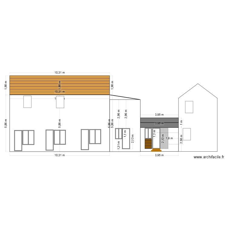 PLAN FACADE ACTUELLE EN SITUATION. Plan de 0 pièce et 0 m2