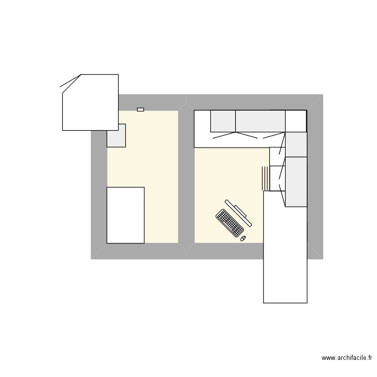 atelier. Plan de 2 pièces et 6 m2