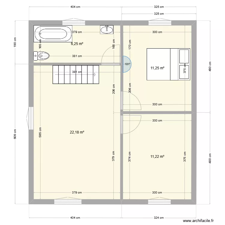 maison 50m2 1er etage. Plan de 