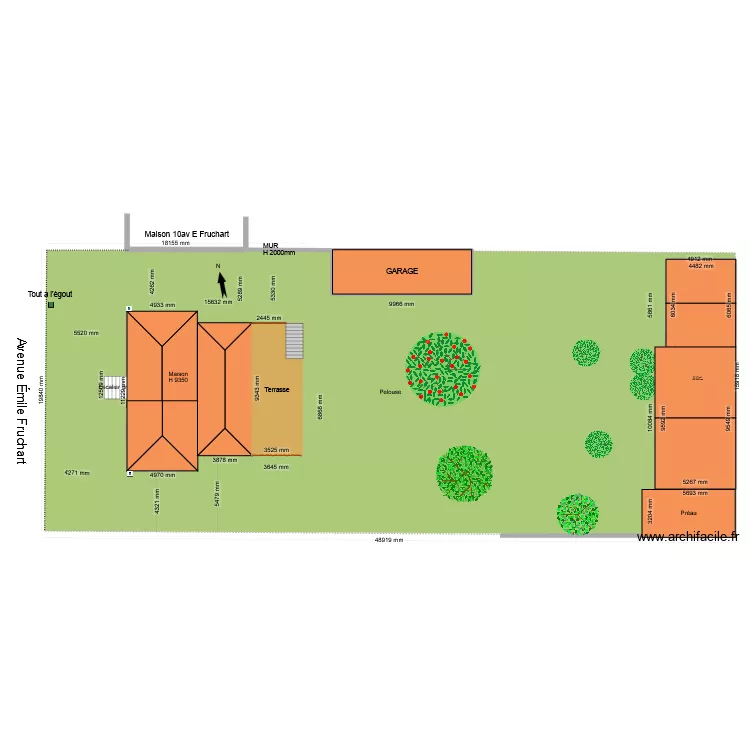PLAN DE MASSE 2026 Terrasse. Plan de 2  et 106 m²