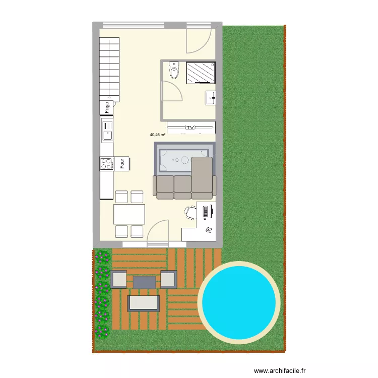 bien. Plan de 1  et 40 m²