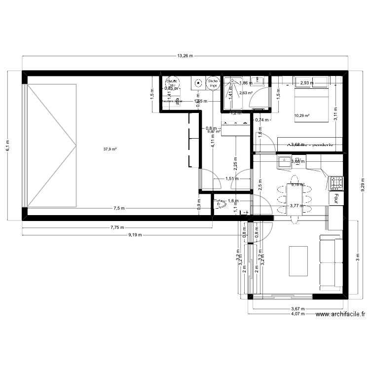 GARAGE - SDS B. Plan de 5 pièces et 70 m2