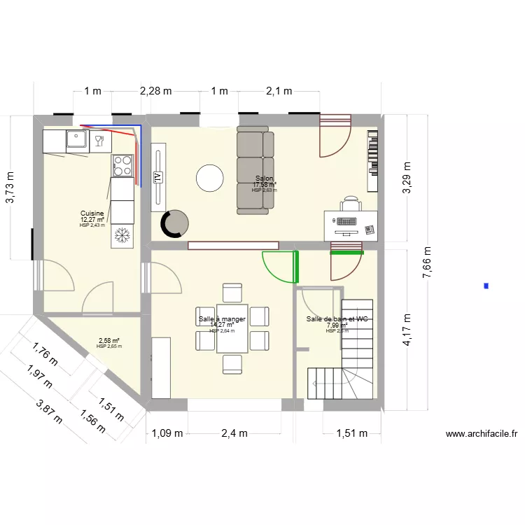 rdc san martin vModif à faire Plomberie. Plan de 5 Pièces et 55 m² rdc san martin vModif à faire Plomberie. Plan de 5 Pièces et 55 m²