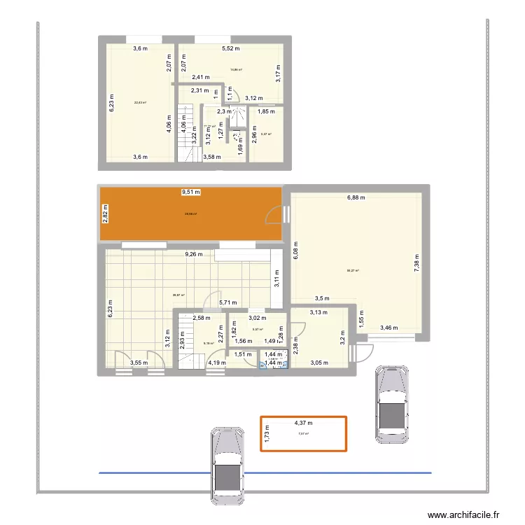MAISON REZ 01. Plan de 11  et 201 m²