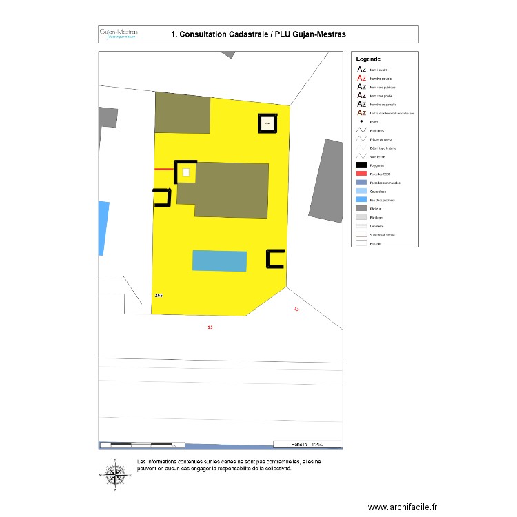 plan de masse maison. Plan de 1 pièce et 3 m2