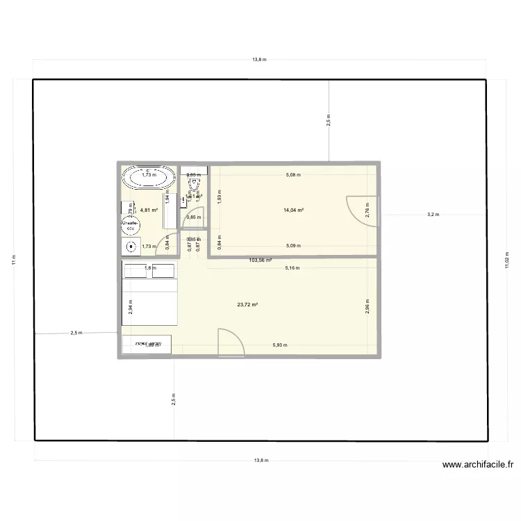 Maisonnette Ducos. Plan de 5 et 196 m² Maisonnette Ducos. Plan de 5 et 196 m²