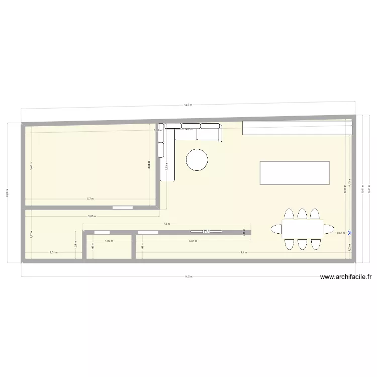 RDC MEUBLE. Plan de 2  et 82 m²
