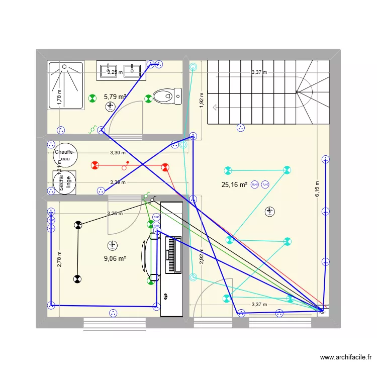 appartement kader. Plan de 3 pièces et 40 m²
