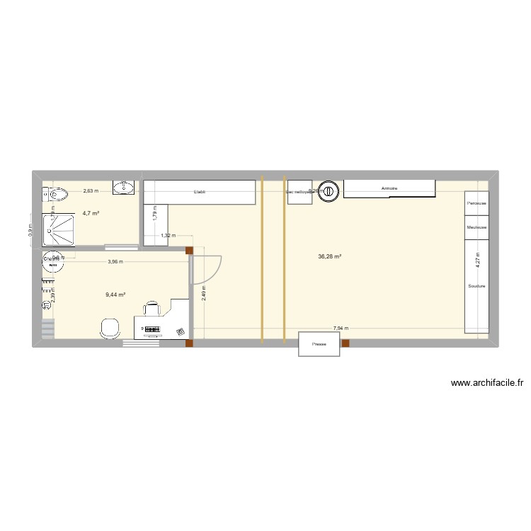 amenagement atelier + bureau. Plan de 0 pièce et 0 m2 amenagement atelier + bureau. Plan de 0 pièce et 0 m2