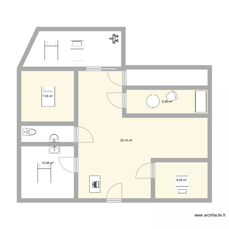 INSTITUT. Plan de 5  et 56 m²