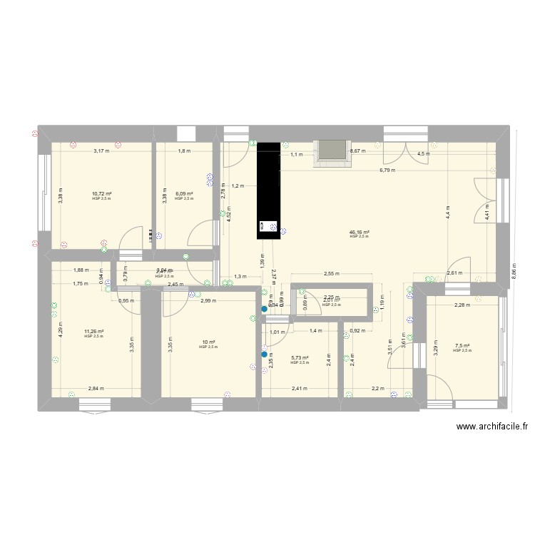 PLAN ELECTRIQUE. Plan de 9 pièces et 102 m2