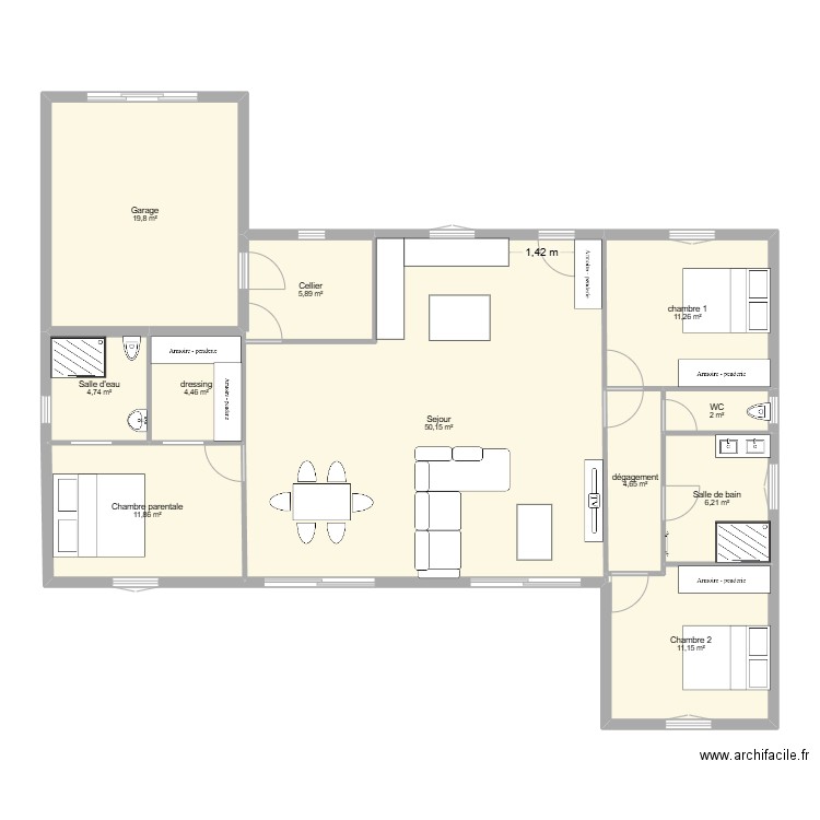 maison moi. Plan de 11 pièces et 132 m2