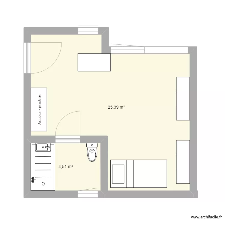 studio chantal base plan actuel. Plan de 0 pièce et 0 m2