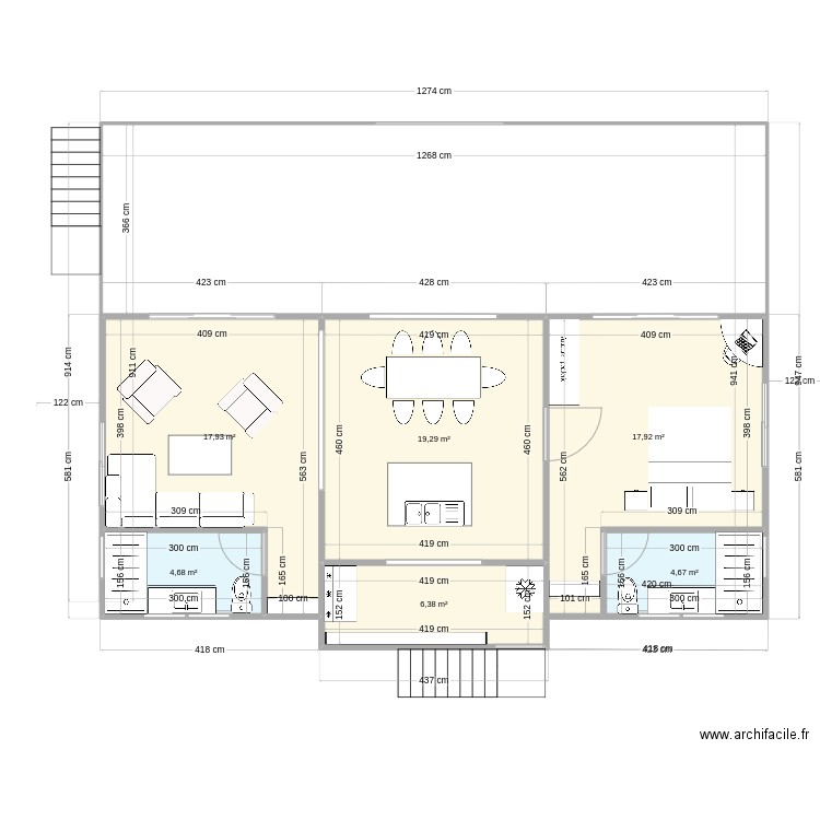 R & L - Tapa v4. Plan de 6 pièces et 71 m2