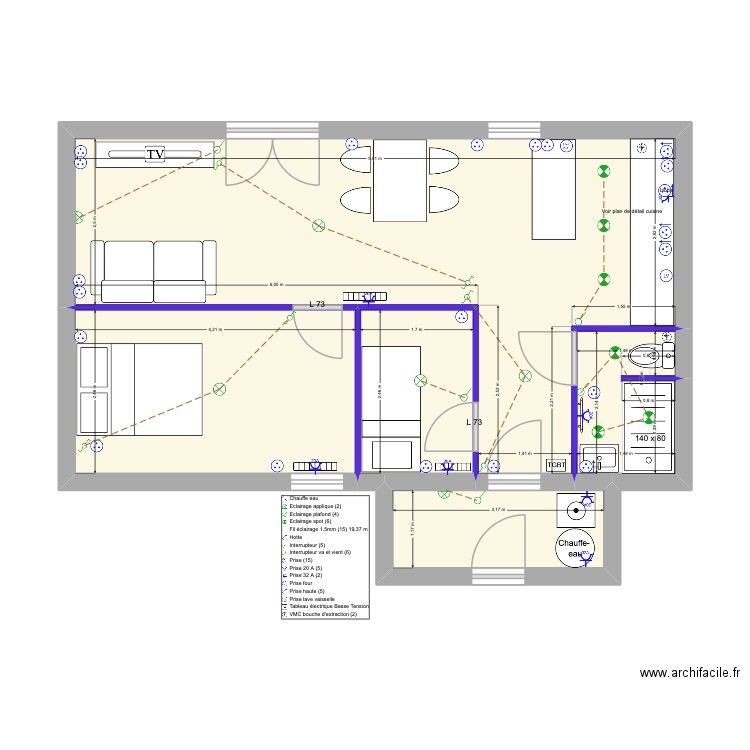 PROVOST. Plan de 5 pièces et 48 m2