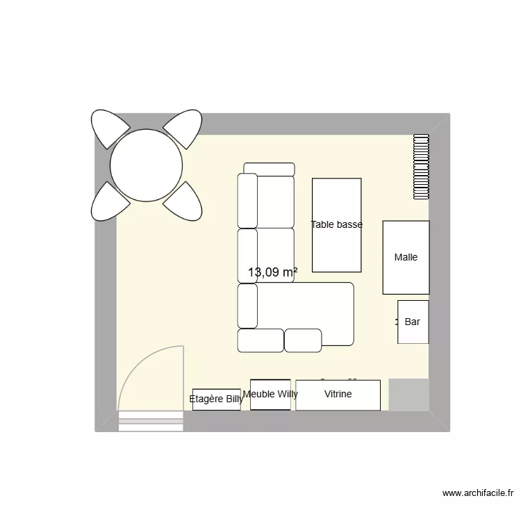 Salon. Plan de 1 pièce et 13 m² Salon. Plan de 1 pièce et 13 m²
