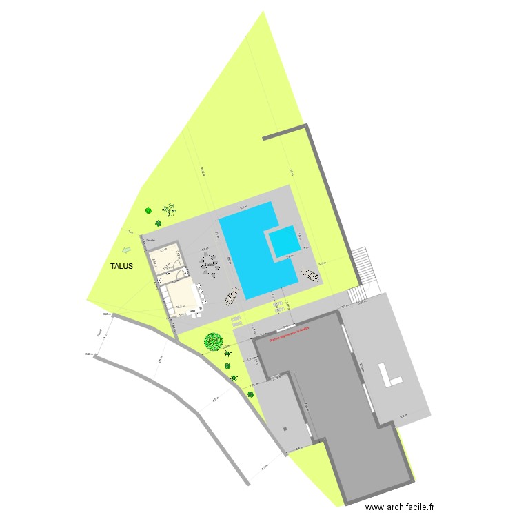 Piscine 2. Plan de 4 pièces et 207 m2