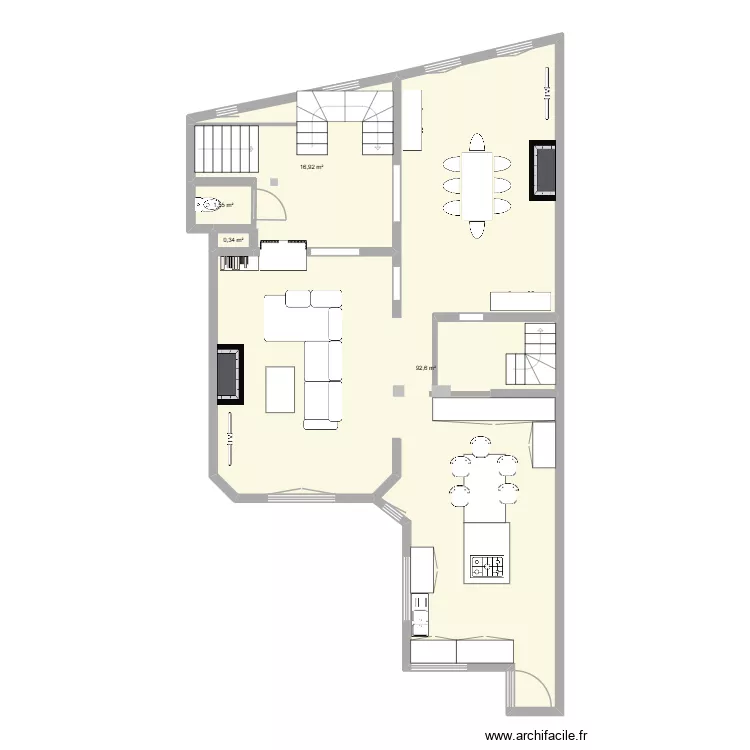 plan Dulud RDC cot&eacute; - post travaux. Plan de 