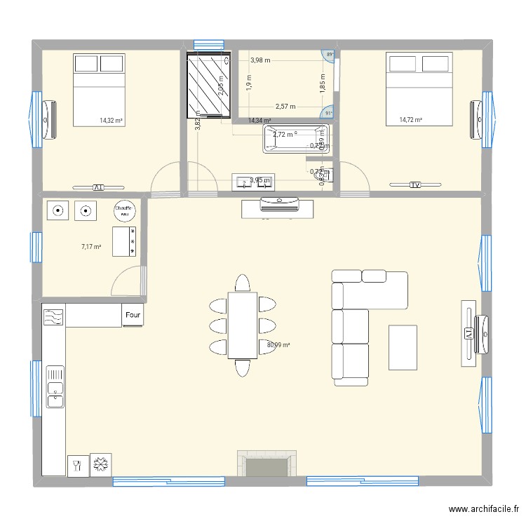 Nouveau. Plan de 5 pièces et 132 m2