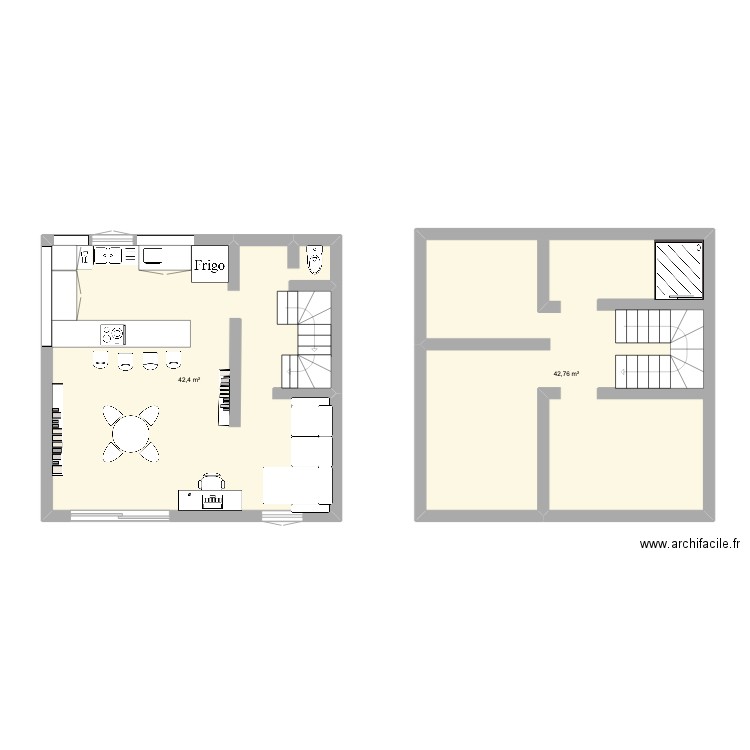 maison. Plan de 2 pièces et 85 m2