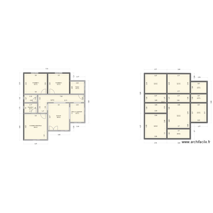 FONDATION. Plan de 17 pièces et 177 m2