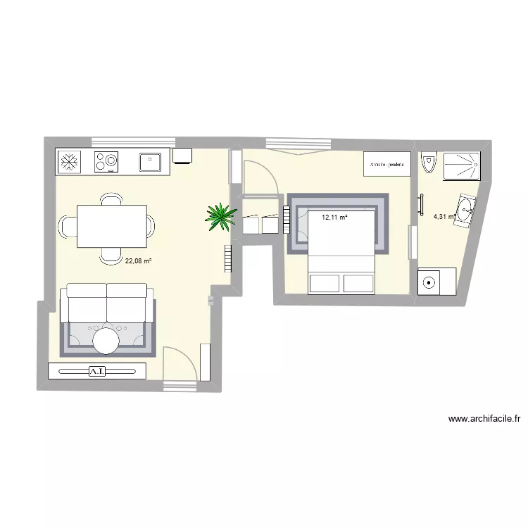 T2- 40m²_ Chelles_ projection. Plan de T2- 40m²_ Chelles_ projection. Plan de