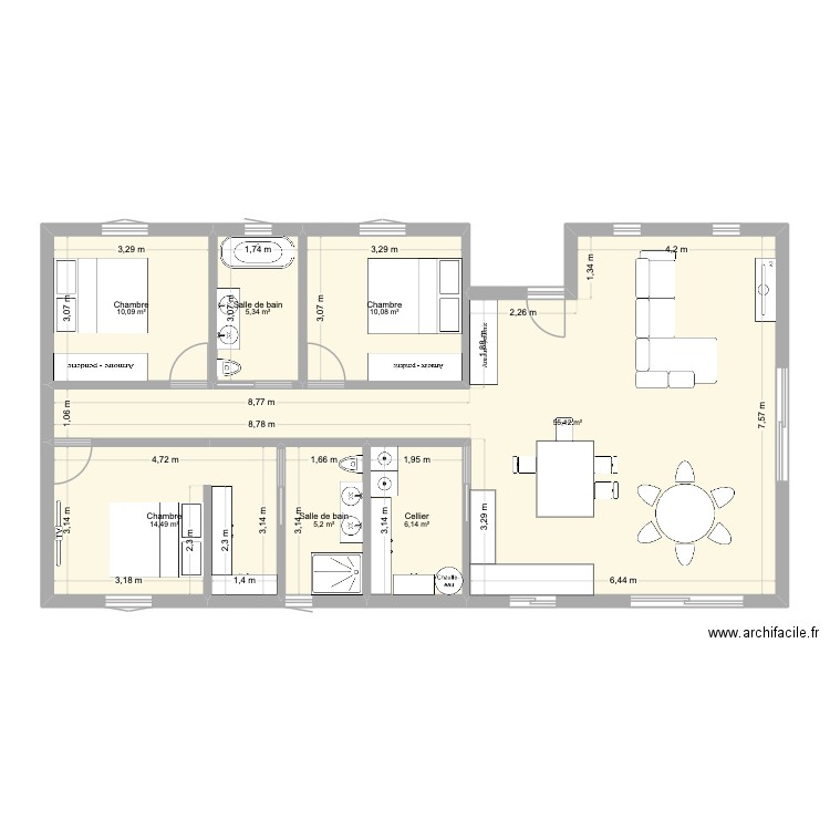 Mela 4. Plan de 7 pièces et 106 m2