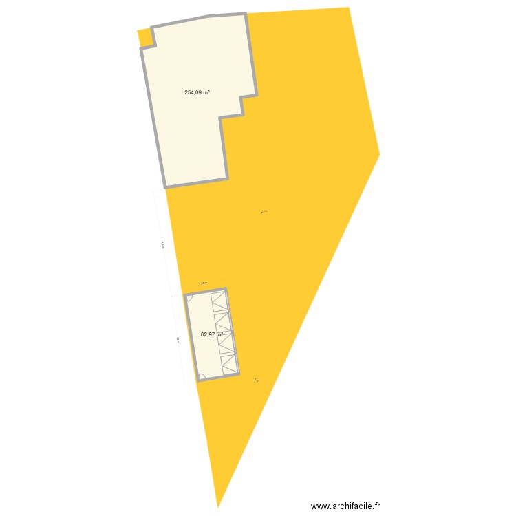 parcelle 1236. Plan de 2 pièces et 317 m2