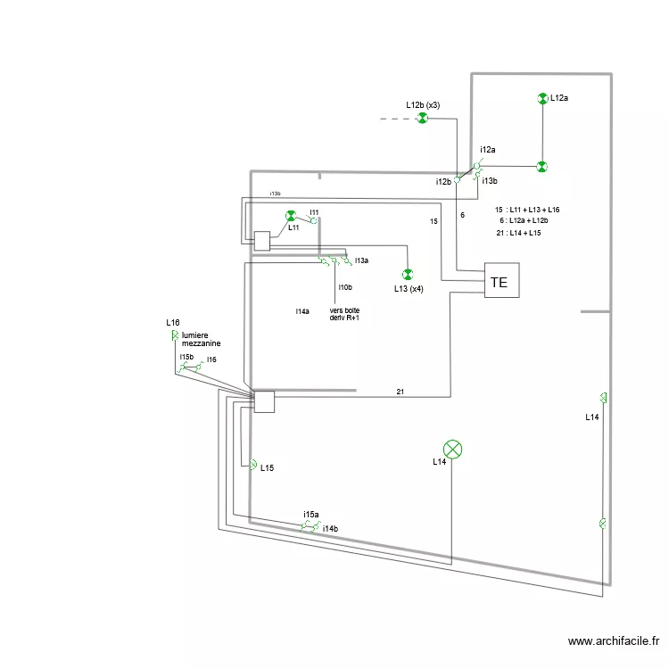 ECLAIRAGE R+2. Plan de 