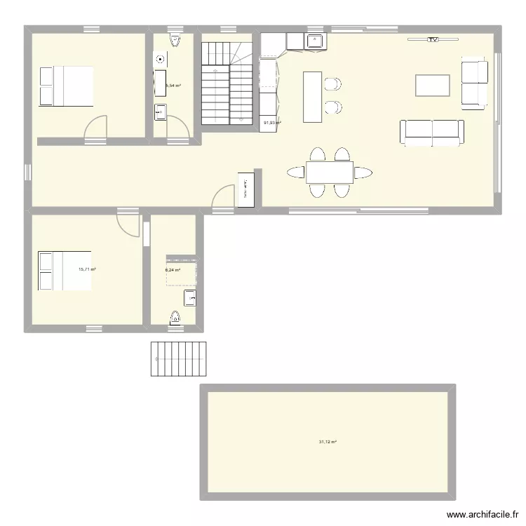 rez. Plan de 5 pièces et 151 m²