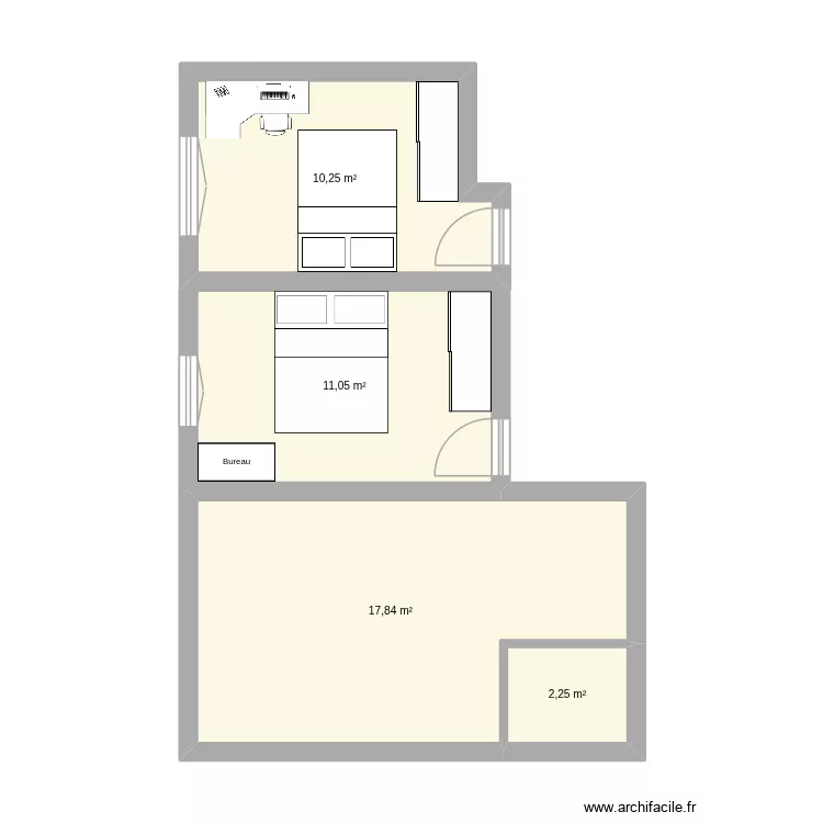Appartement T3. Plan de 4 pièces et 41 m² Appartement T3. Plan de 4 pièces et 41 m²