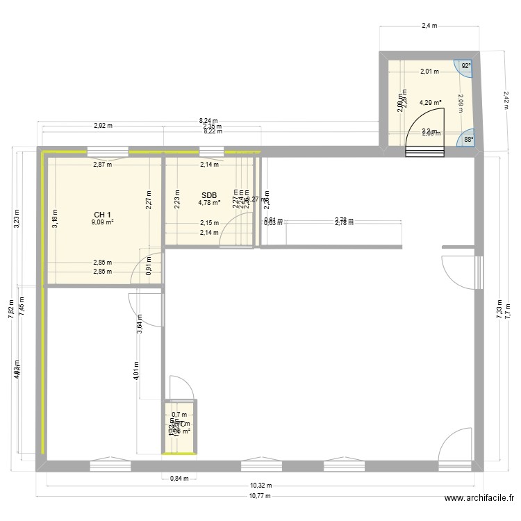 maison avec aménagement. Plan de 5 pièces et 19 m2