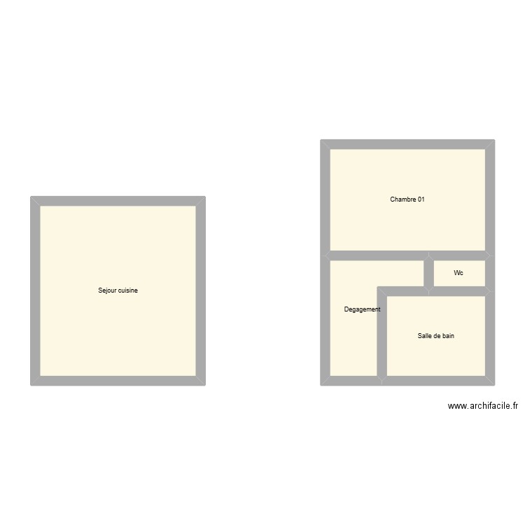 350602559. Plan de 5 pièces et 48 m2