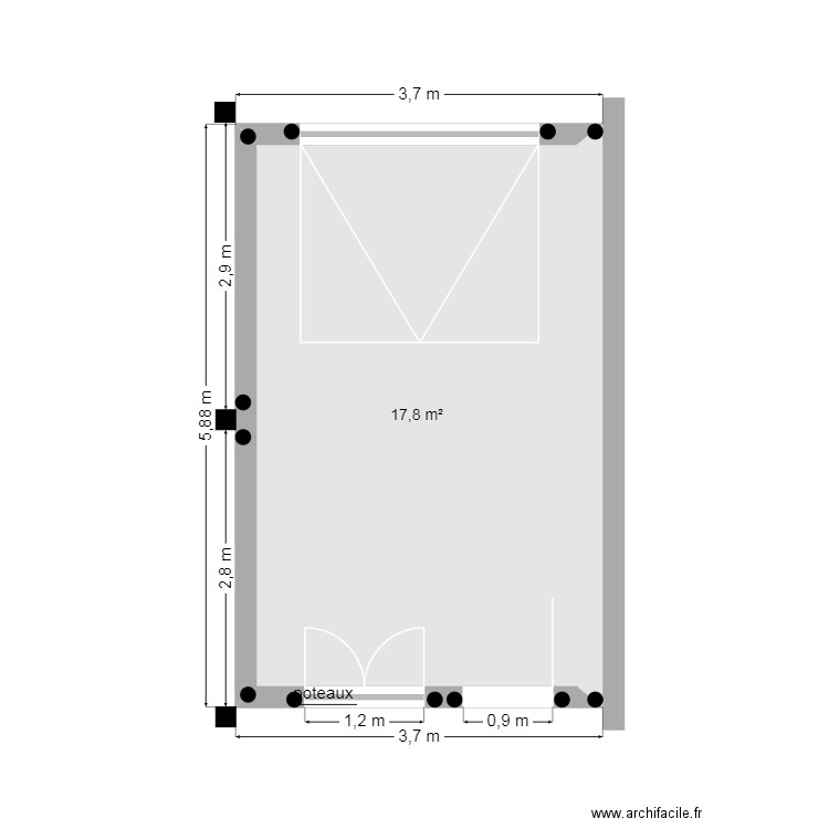 Benoit COPINET. Plan de 1 pièce et 18 m2
