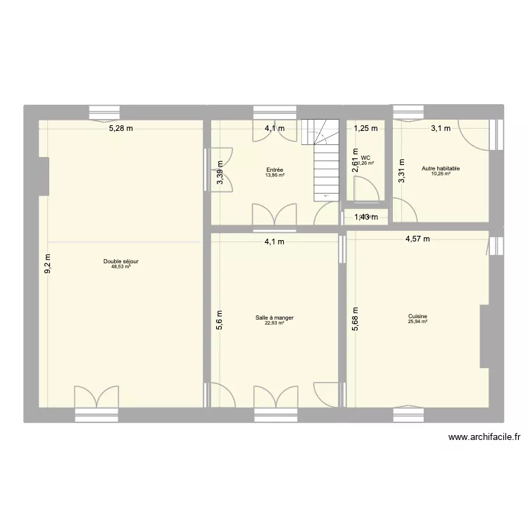 RDC JUBINIERES. Plan de 7 pièces et 126 m²