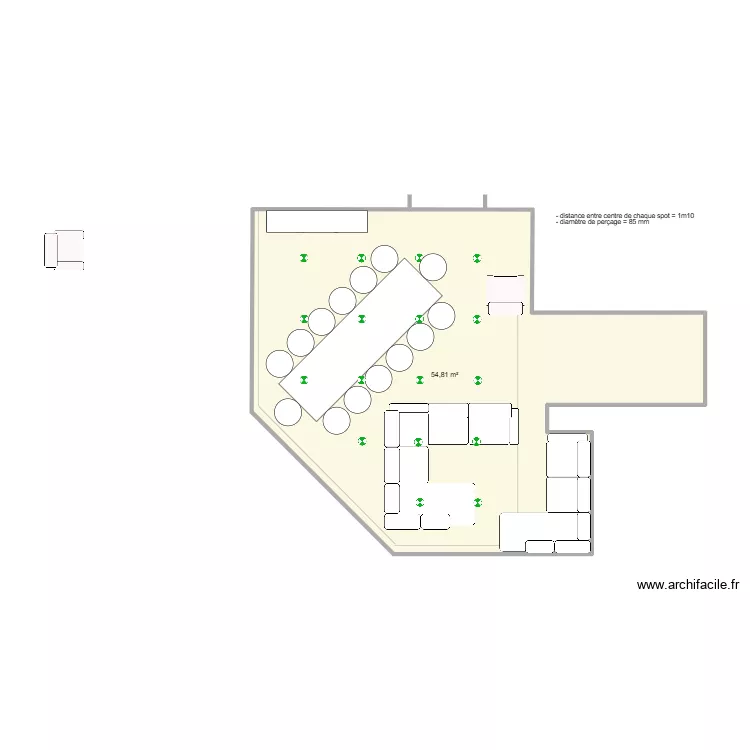 plan s&eacute;jour table en mlong. Plan de 