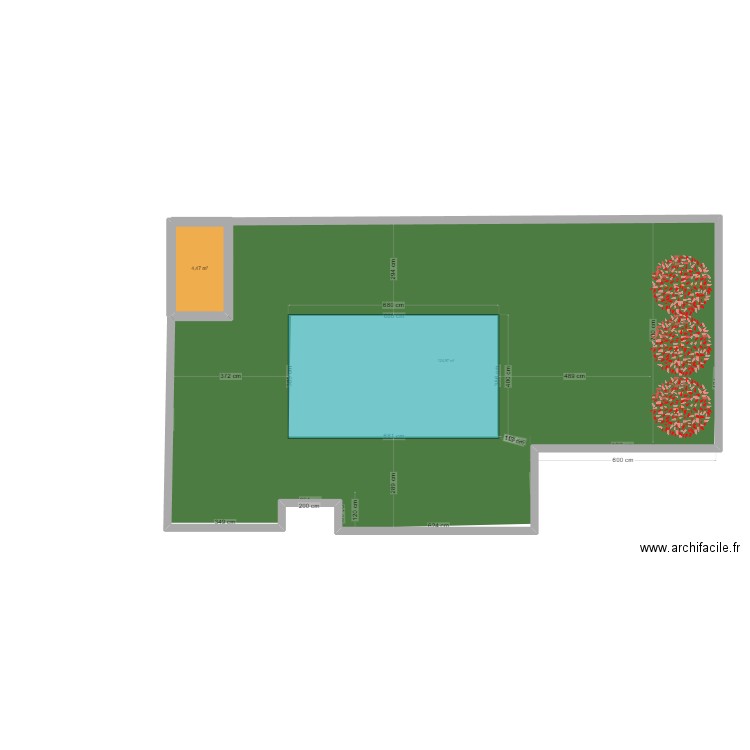 jardin cevennes. Plan de 1 pièce et 4 m2