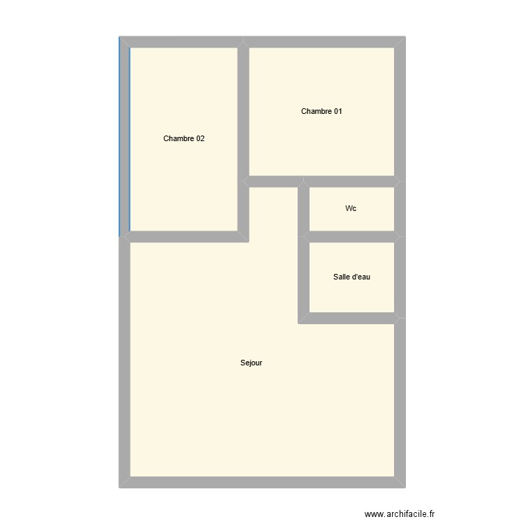 350602231. Plan de 5 pièces et 61 m2