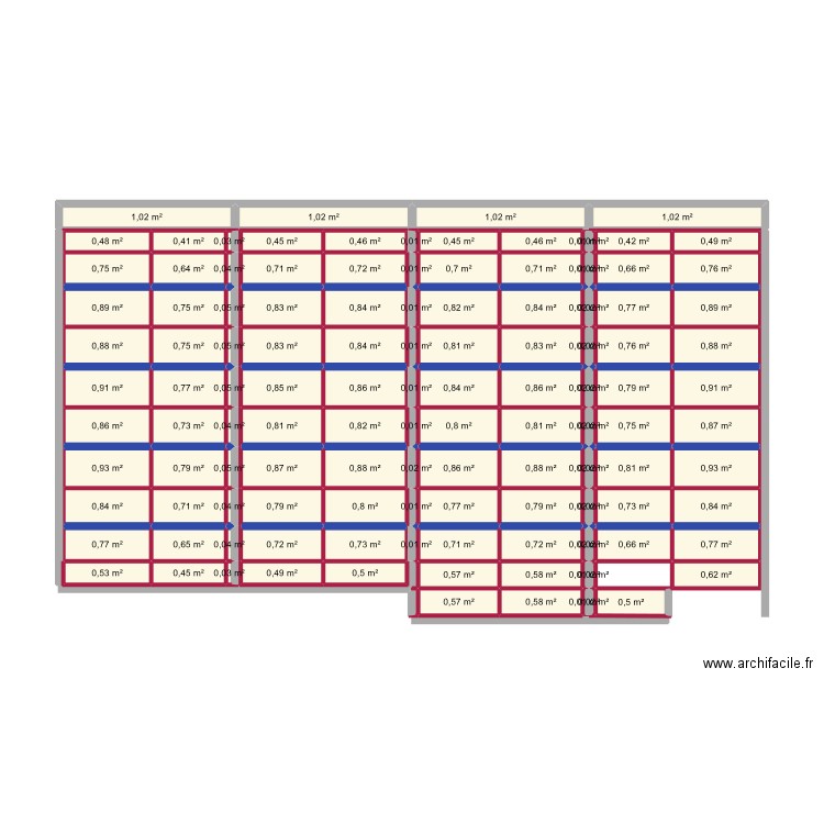 BAR. Plan de 127 pièces et 65 m2