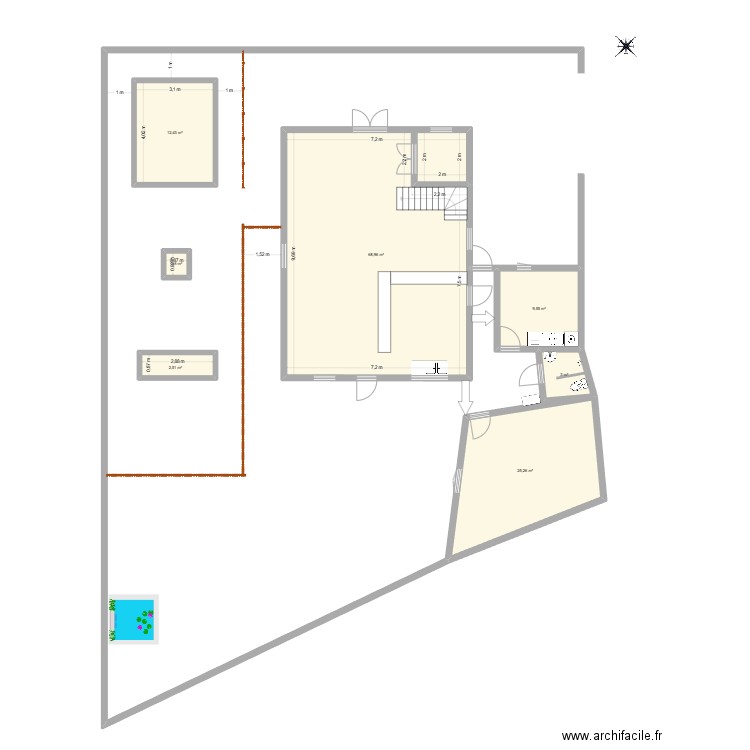 Maison_plomberie. Plan de 15 pièces et 186 m2