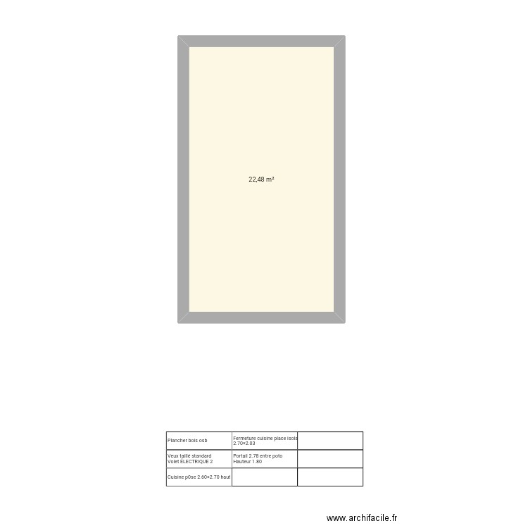 barsac.ArchiFacile. Plan de 1 pièce et 22 m2