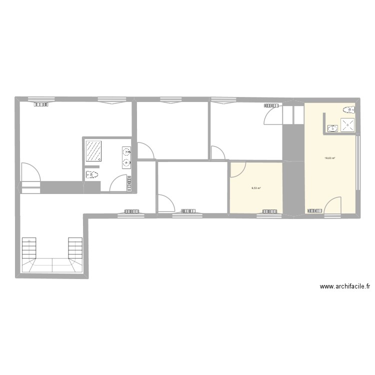 Bitry etage 1 V2. Plan de 2 pièces et 29 m2